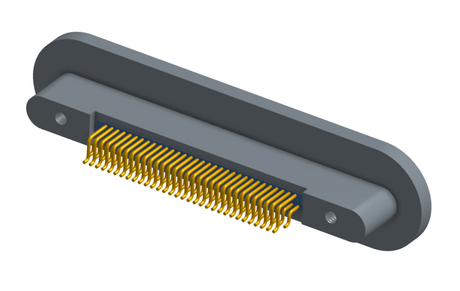 NKRP-2D4-065-225-TH00 - Nano-miniature D-shaped rear panel mount horizontal surface board mount (SMT) connector with fluorosilicone o-ring, 2 rows with 36617 contacts, and threaded holes for attachment hardware. (Receptacle)