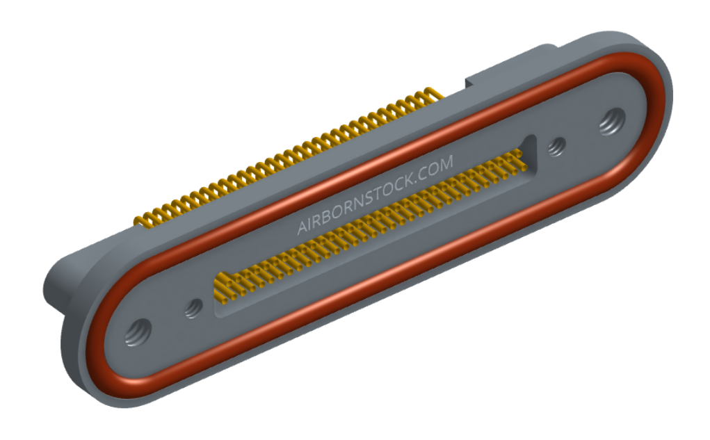 NKRP-2D4-065-228-TH00-EMI - Nano-miniature D-shaped rear panel mount horizontal surface board mount (SMT) connector with EMI o-ring in lieu of fluorosilicone o-ring, 2 rows with 36617 contacts, and threaded holes for attachment hardware. (Receptacle)