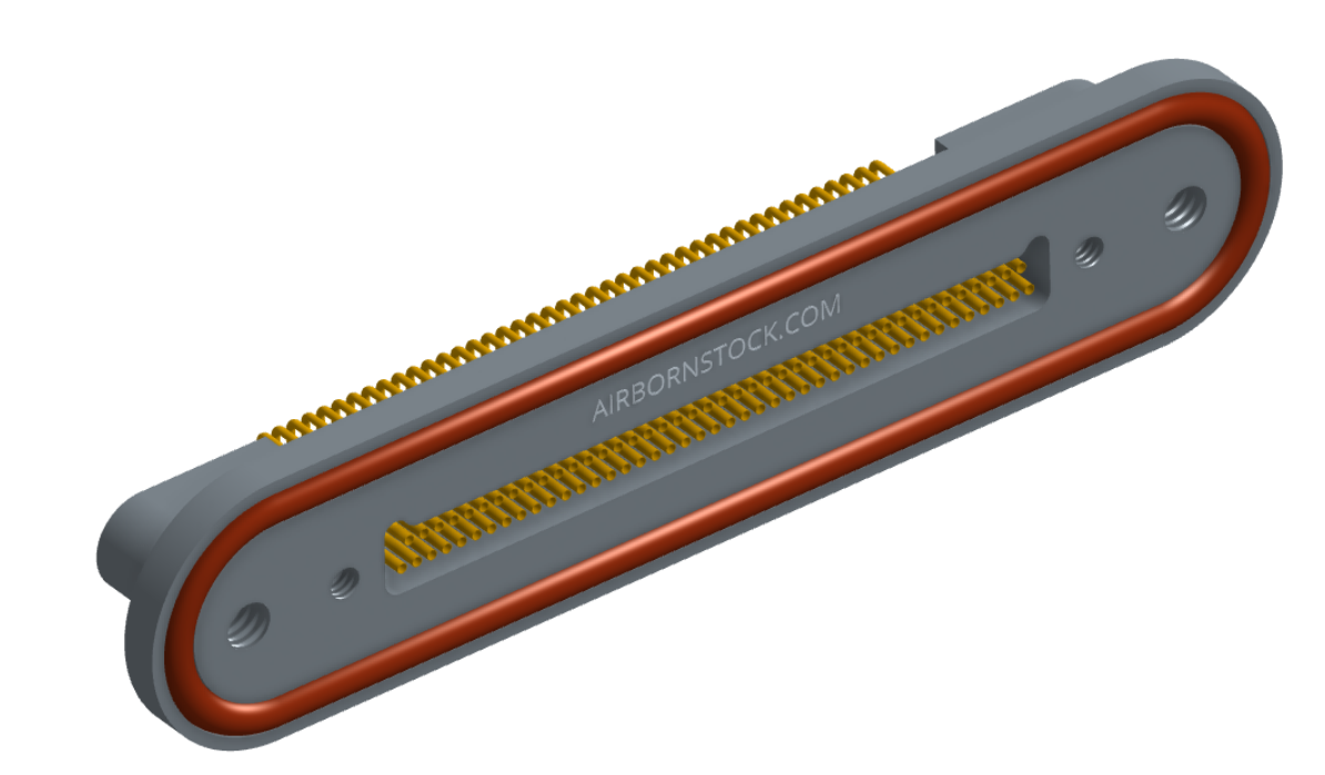 NKRP-2D4-085-228-TH00-EMI - Nano-miniature D-shaped rear panel mount horizontal surface board mount (SMT) connector with EMI o-ring in lieu of fluorosilicone o-ring, 2 rows with 36617 contacts, and threaded holes for attachment hardware. (Receptacle)