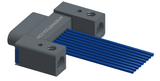 NM-132-009-161-THAA - Nano-miniature D-shaped I/O connector with mounting holes, 9 contacts, and threaded holes for attachment hardware.