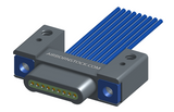 NM-132-009-161-THAA - Nano-miniature D-shaped I/O connector with mounting holes, 9 contacts, and threaded holes for attachment hardware.