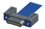 NM-134-009-161-THAA - Nano-miniature D-shaped I/O connector with mounting holes, 9 contacts, and threaded holes for attachment hardware.