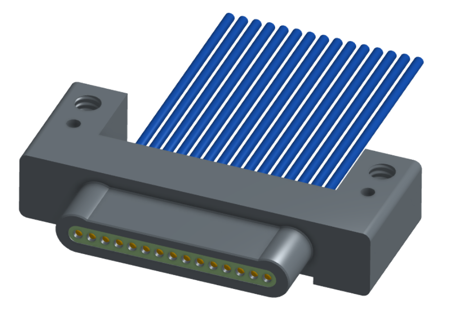 NM-132-015-161-00AA - Nano-miniature D-shaped I/O connector with mounting holes, 15 contacts, and no hardware.