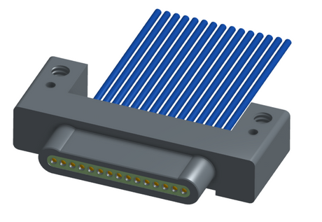 NM-132-015-161-00AA - Nano-miniature D-shaped I/O connector with mounting holes, 15 contacts, and no hardware.