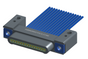 NM-134-015-161-THAA - Nano-miniature D-shaped I/O connector with mounting holes, 15 contacts, and threaded holes for attachment hardware.