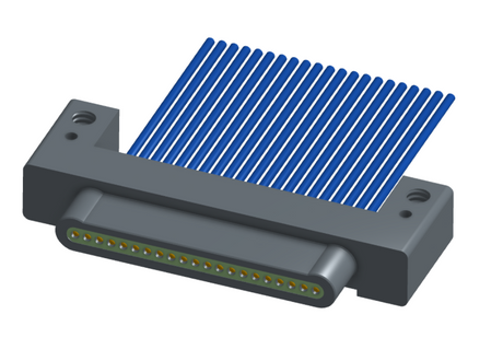NM-132-021-161-00AA - Nano-miniature D-shaped I/O connector with mounting holes, 21 contacts, and no hardware.