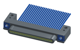 NM-132-025-161-THAA - Nano-miniature D-shaped I/O connector with mounting holes, 25 contacts, and threaded holes for attachment hardware.