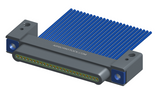 NM-132-025-161-THAA - Nano-miniature D-shaped I/O connector with mounting holes, 25 contacts, and threaded holes for attachment hardware.