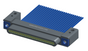 NM-134-025-161-THAA - Nano-miniature D-shaped I/O connector with mounting holes, 25 contacts, and threaded holes for attachment hardware.
