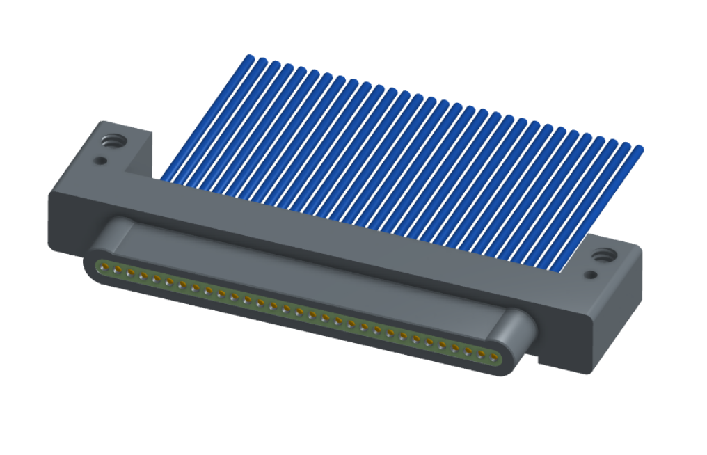 NM-132-031-161-00AA - Nano-miniature D-shaped I/O connector with mounting holes, 31 contacts, and no hardware.