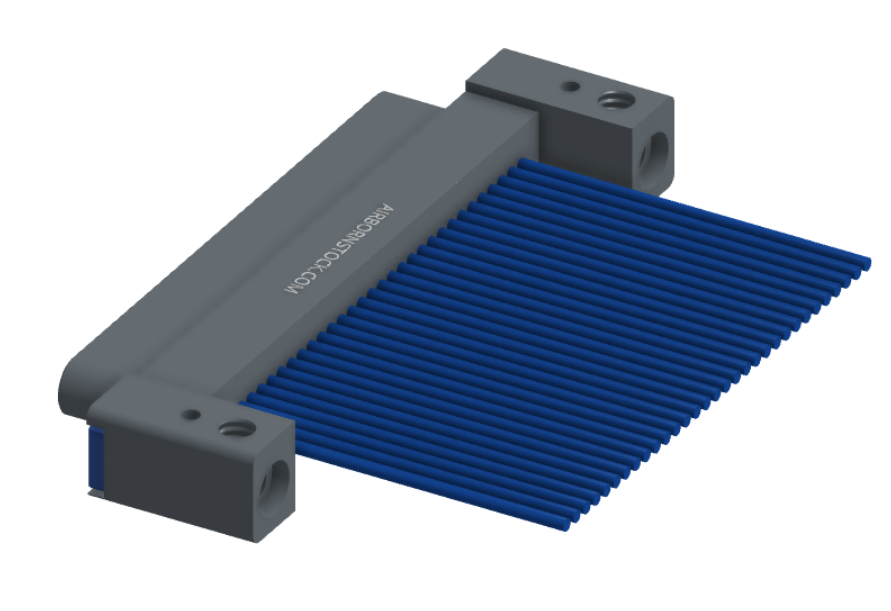 NM-132-031-161-THAA - Nano-miniature D-shaped I/O connector with mounting holes, 31 contacts, and threaded holes for attachment hardware.