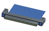 NM-132-037-161-THAA - Nano-miniature D-shaped I/O connector with mounting holes, 37 contacts, and threaded holes for attachment hardware.