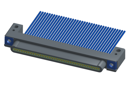NM-132-037-161-THAA - Nano-miniature D-shaped I/O connector with mounting holes, 37 contacts, and threaded holes for attachment hardware.