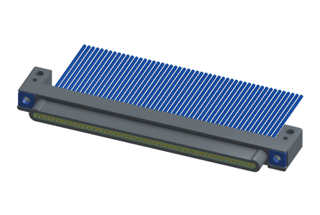 NM-132-051-161-THAA - Nano-miniature D-shaped I/O connector with mounting holes, 51 contacts, and threaded holes for attachment hardware.