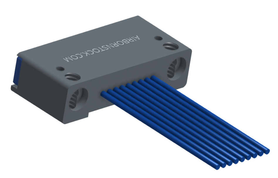 NM-142-009-261-THAA - Nano-miniature D-shaped I/O connector with mounting holes, 9 contacts, and threaded holes for attachment hardware.