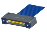 NM-142-015-261-THAA - Nano-miniature D-shaped I/O connector with mounting holes, 15 contacts, and threaded holes for attachment hardware.