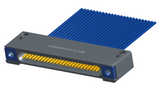 NM-142-025-261-THAA - Nano-miniature D-shaped I/O connector with mounting holes, 25 contacts, and threaded holes for attachment hardware.