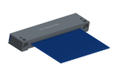 NM-142-031-261-THAA - Nano-miniature D-shaped I/O connector with mounting holes, 31 contacts, and threaded holes for attachment hardware.