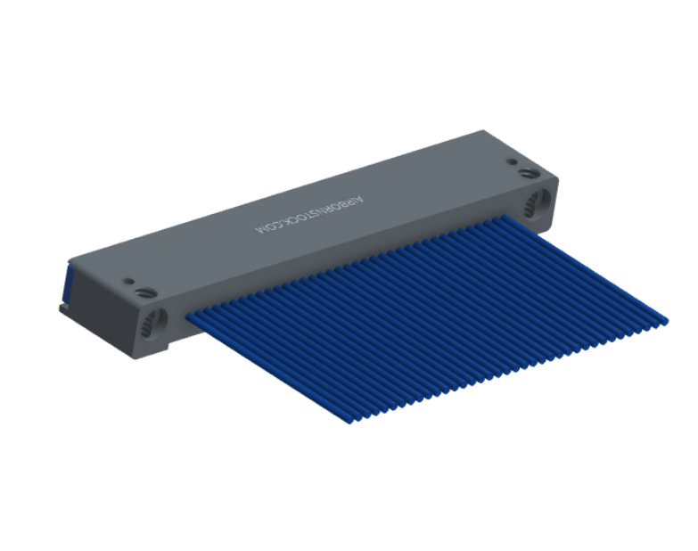 NM-142-037-261-THAA - Nano-miniature D-shaped I/O connector with mounting holes, 37 contacts, and threaded holes for attachment hardware.