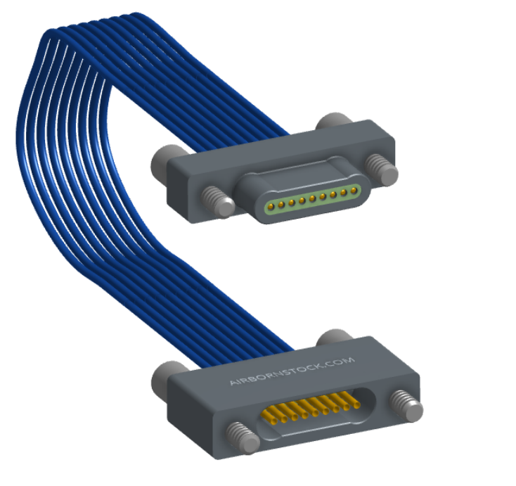 NM-1J2-009-PS1-JJAA - Nano-miniature D-shaped I/O jumper cable with 9 contacts and four turning jackscrews (2 per connector).