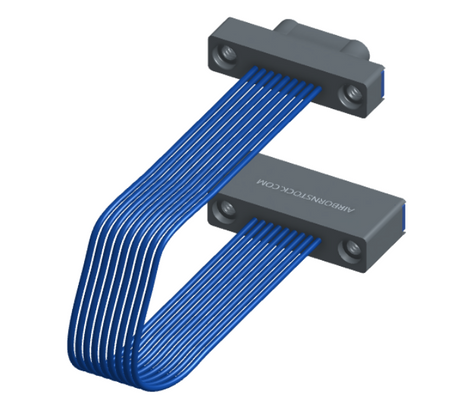 NM-1J2-009-PS1-TTAA - Nano-miniature D-shaped I/O jumper cable with 9 contacts and four threaded holes (2 per connector).