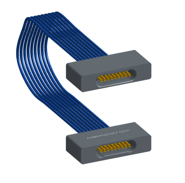 NM-1J3-009-SS1-00AA - Nano-miniature D-shaped I/O jumper cable with 9 contacts and no attachment hardware.