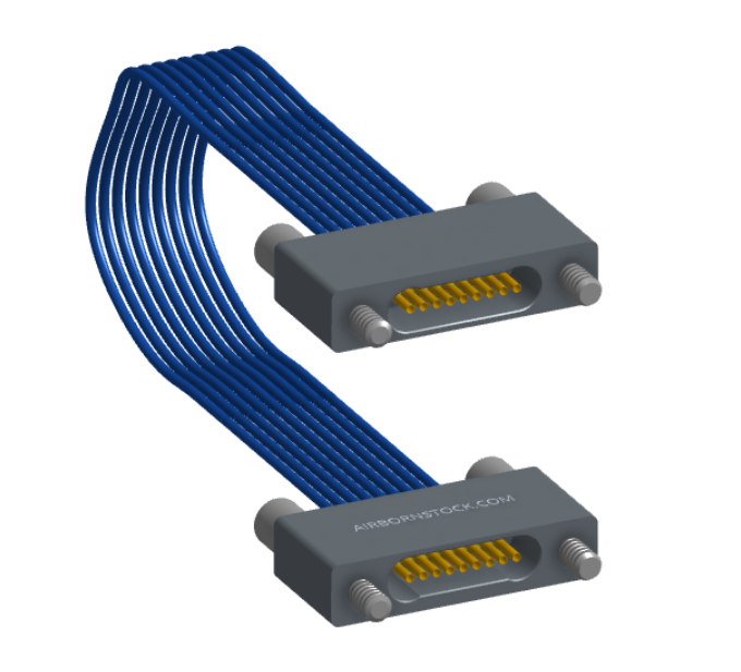 NM-1J4-009-SS1-JJAA - Nano-miniature D-shaped I/O jumper cable with 9 contacts and four turning jackscrews (2 per connector).