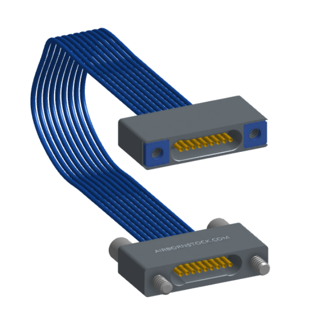 NM-1J2-009-SS1-JRAA - Nano-miniature D-shaped I/O jumper cable with 9 contacts and two turning jackscrews on one receptacle and two threaded holes on the other receptacle.