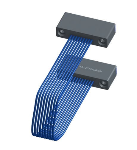 NM-1J2-009-SS1-TTAA - Nano-miniature D-shaped I/O jumper cable with 9 contacts and four threaded holes (2 per connector).
