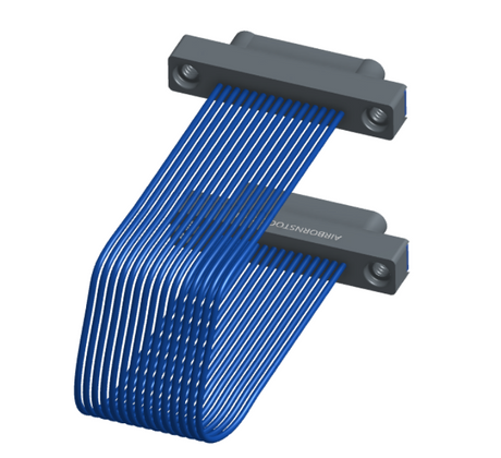 NM-1J2-015-PP1-TTAA - Nano-miniature D-shaped I/O jumper cable with 15 contacts and four threaded holes (2 per connector).