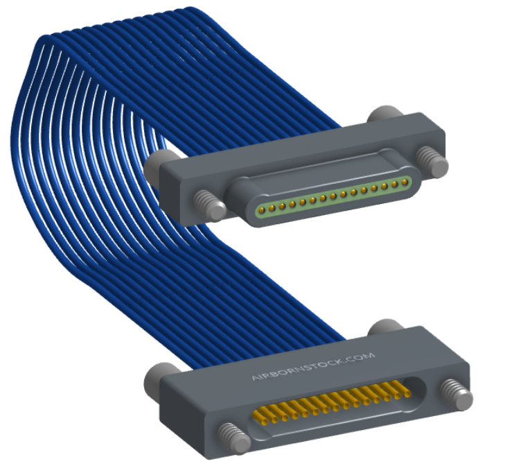NM-1J3-015-PS1-JJAA - Nano-miniature D-shaped I/O jumper cable with 15 contacts and four turning jackscrews (2 per connector).