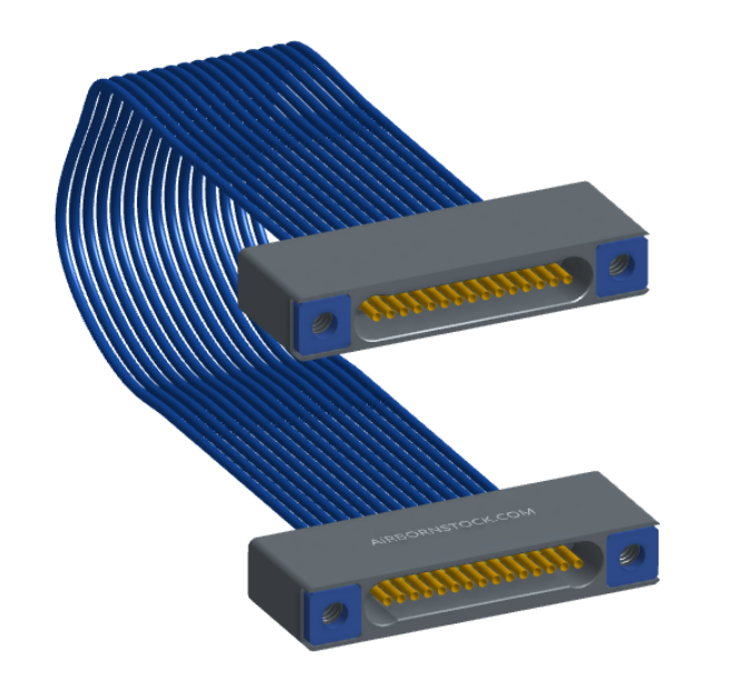 NM-1J4-015-SS1-TTAA - Nano-miniature D-shaped I/O jumper cable with 15 contacts and four threaded holes (2 per connector).