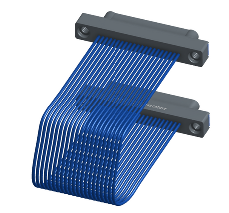 NM-1J2-021-PP1-TTAA - Nano-miniature D-shaped I/O jumper cable with 21 contacts and four threaded holes (2 per connector).