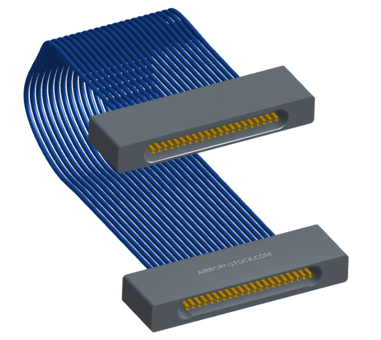 NM-1J2-021-SS1-00AA - Nano-miniature D-shaped I/O jumper cable with 21 contacts and no attachment hardware.