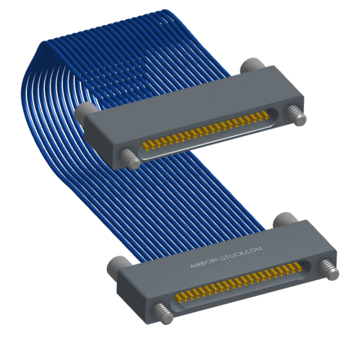NM-1J3-021-SS1-JJAA - Nano-miniature D-shaped I/O jumper cable with 21 contacts and four turning jackscrews (2 per connector).