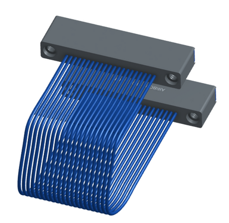 NM-1J2-021-SS1-TTAA - Nano-miniature D-shaped I/O jumper cable with 21 contacts and four threaded holes (2 per connector).