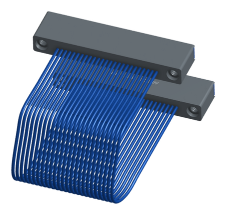 NM-1J2-025-SS1-TTAA - Nano-miniature D-shaped I/O jumper cable with 25 contacts and four threaded holes (2 per connector).