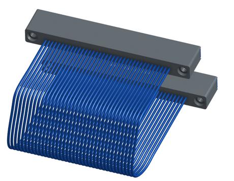 NM-1J2-037-SS1-TTAA - Nano-miniature D-shaped I/O jumper cable with 37 contacts and four threaded holes (2 per connector).