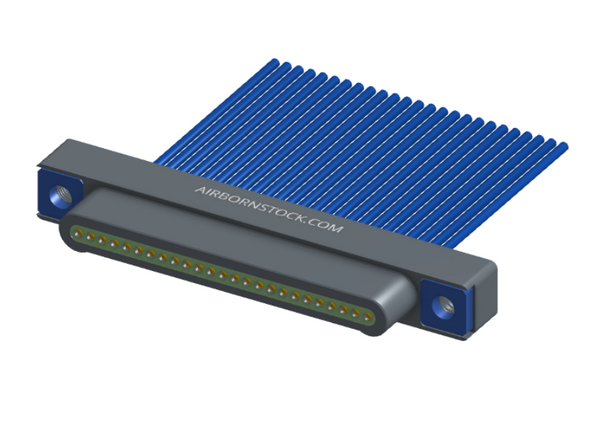 NM-112-025-161-THAA - Nano-miniature D-shaped I/O connector with 25 contacts and threaded holes for attachment hardware.