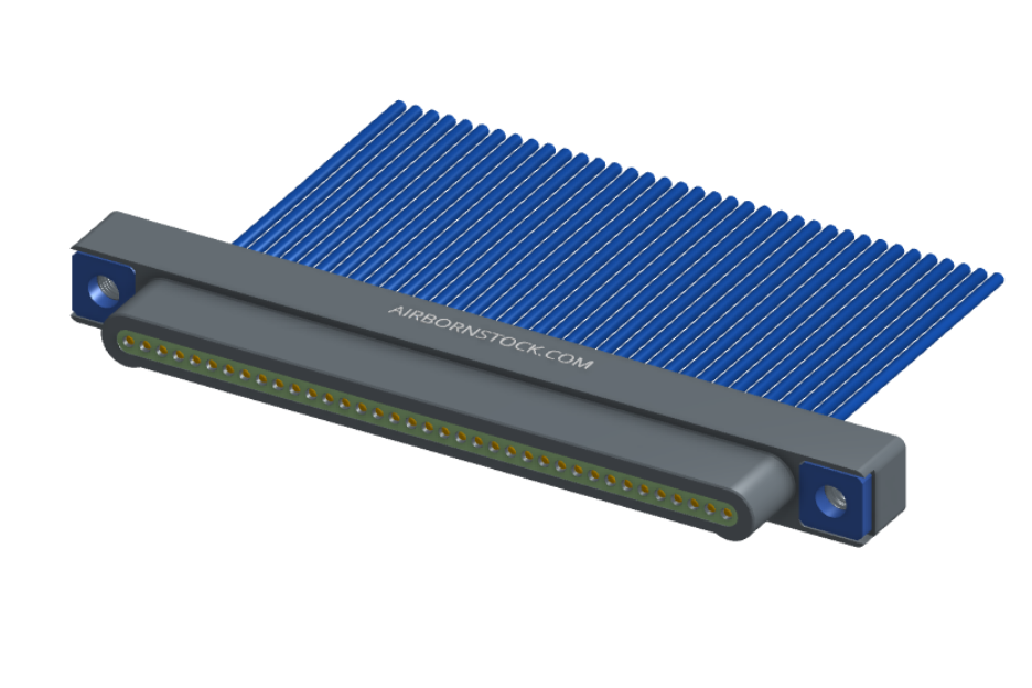 NM-112-037-161-THAA - Nano-miniature D-shaped I/O connector with 37 contacts and threaded holes for attachment hardware.