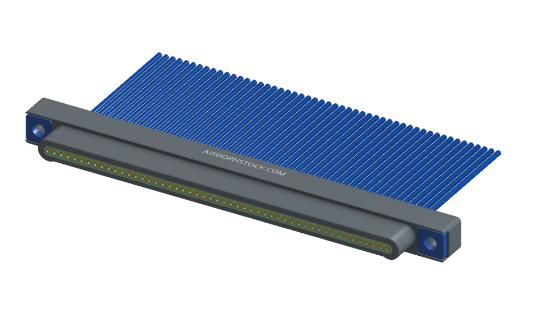 NM-112-051-161-THAA - Nano-miniature D-shaped I/O connector with 51 contacts and threaded holes for attachment hardware.
