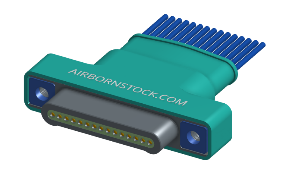 NM-154-015-161-THAA - Nano-miniature D-shaped I/O connector with factory installed backshell and with 15 contacts and threaded holes for attachment hardware.