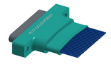 NM-152-021-161-THAA - Nano-miniature D-shaped I/O connector with factory installed backshell and with 21 contacts and threaded holes for attachment hardware.