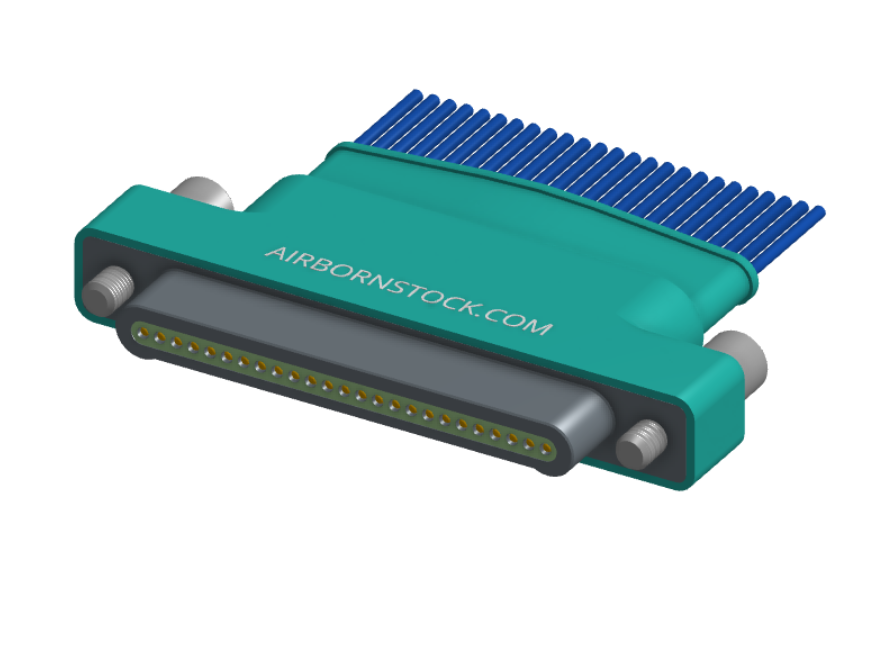 NM-154-025-161-JCAA - Nano-miniature D-shaped I/O connector with factory installed backshell and with 25 contacts and captivated turning jackscrew hardware. (Plug)