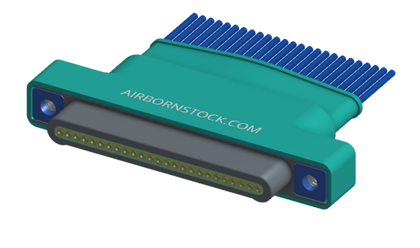 NM-152-025-161-THAA - Nano-miniature D-shaped I/O connector with factory installed backshell and with 25 contacts and threaded holes for attachment hardware.
