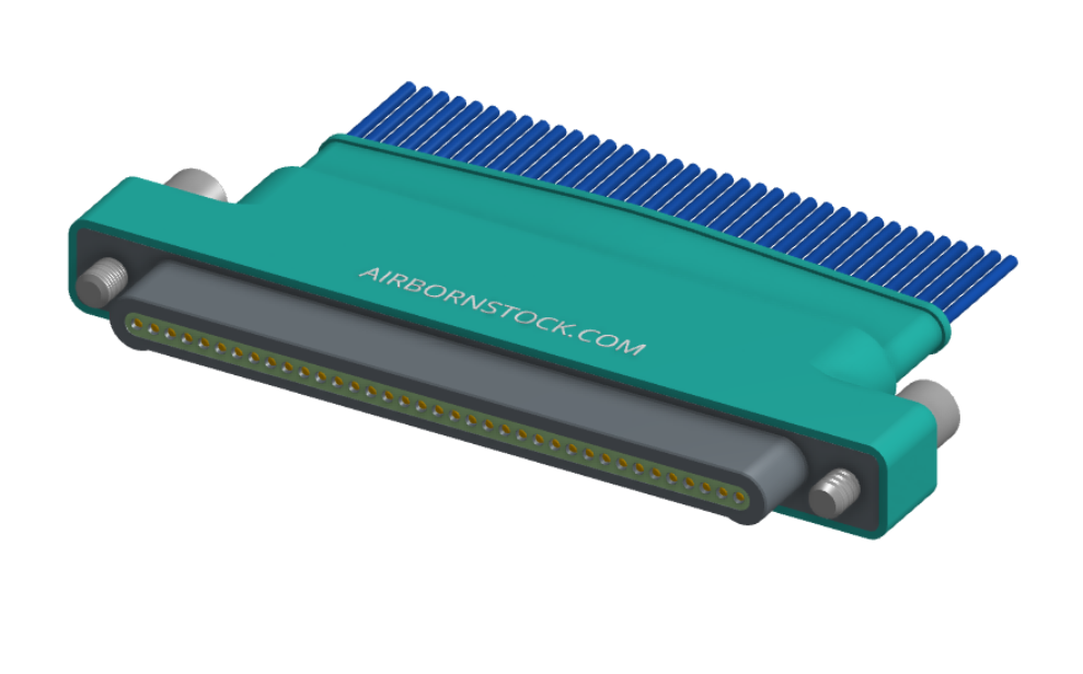 NM-152-037-161-JCAA - Nano-miniature D-shaped I/O connector with factory installed backshell and with 37 contacts and captivated turning jackscrew hardware. (Plug)
