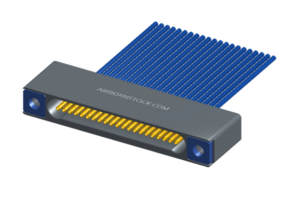 NM-122-021-261-THAA - Nano-miniature D-shaped I/O connector with 21 contacts and threaded holes for attachment hardware.