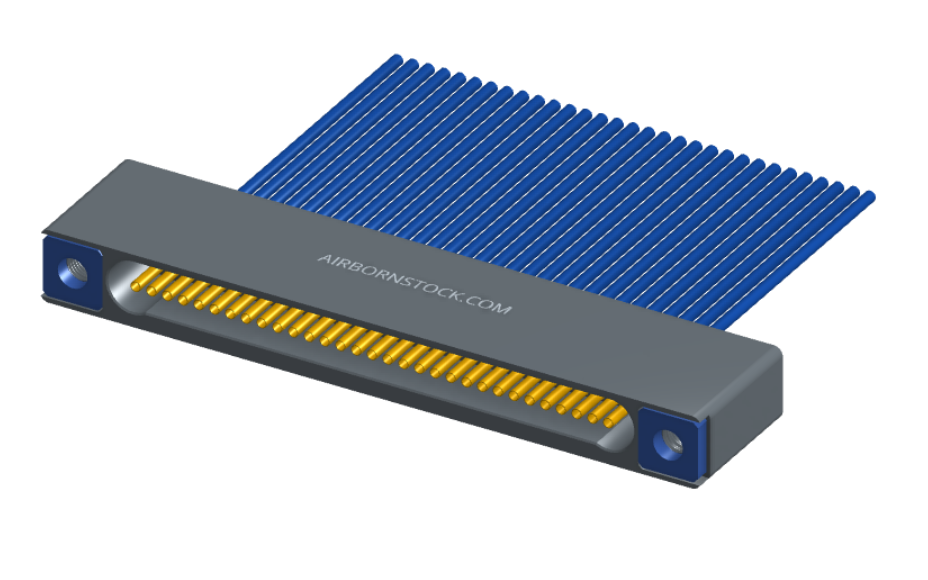 NM-122-031-261-THAA - Nano-miniature D-shaped I/O connector with 31 contacts and threaded holes for attachment hardware.