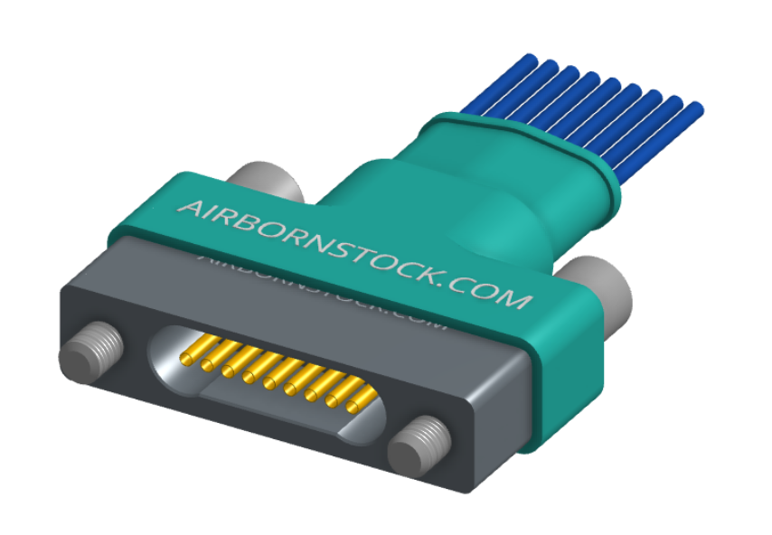 NM-162-009-261-JCAA - Nano-miniature D-shaped I/O connector with factory installed backshell and with 9 contacts and captivated turning jackscrew hardware.