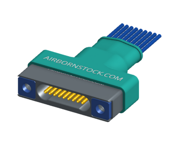 NM-162-009-261-THAA - Nano-miniature D-shaped I/O connector with factory installed backshell and with 9 contacts and threaded holes for attachment hardware.